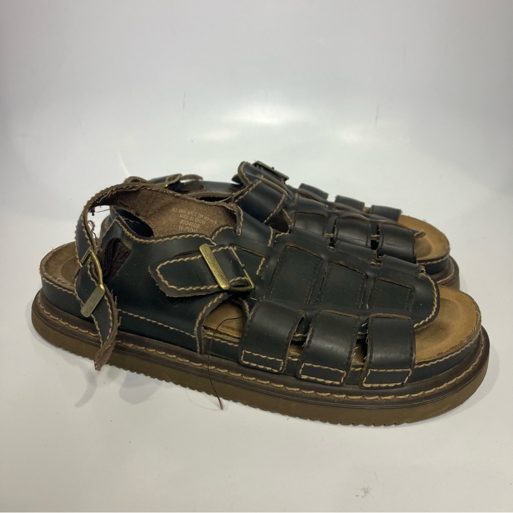 River Rapids platform Sandals men's size 10‎ brown faux leather Y2K casual retro